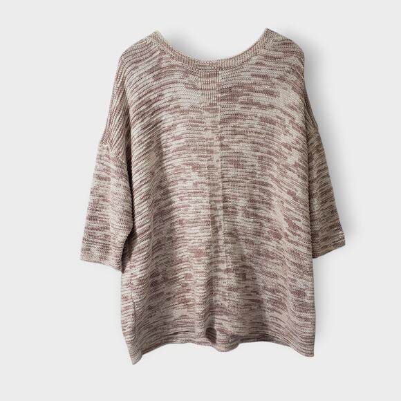 Pure Jill Plus Sz 2X Marled Textured Knit Tunic Sweater Boatneck Casual Neutral - Picture 4 of 10